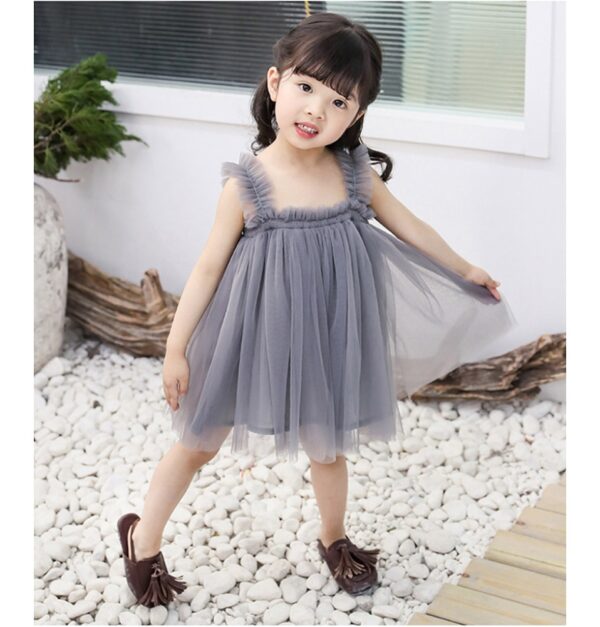 Baby Girl Summer Frock | Soft Net Fabric | Daisy Print | Grey Colors | 3M-5Y | Party & Casual Wear