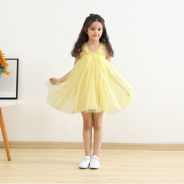 Baby Girl Summer Frock | Soft Net Fabric | Solid Colour | Yellow Colors | 3M-5Y | Party & Casual Wear
