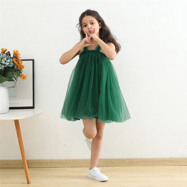 Baby Girl Summer Frock | Soft Net Fabric | Daisy Print | Bottle Green Colors | 3M-5Y | Party & Casual Wear