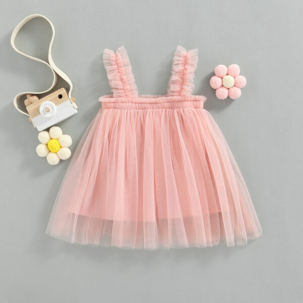 Baby Girl Summer Frock | Soft Net Fabric | Daisy Print | Peach Colors | 3M-5Y | Party & Casual Wear